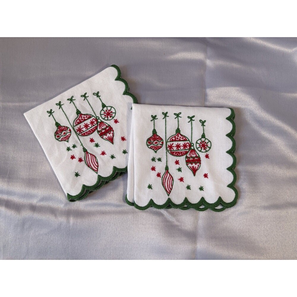 Pomegranate Inc. Embroidered Vintage Ornament Cocktail Napkins Set of 2